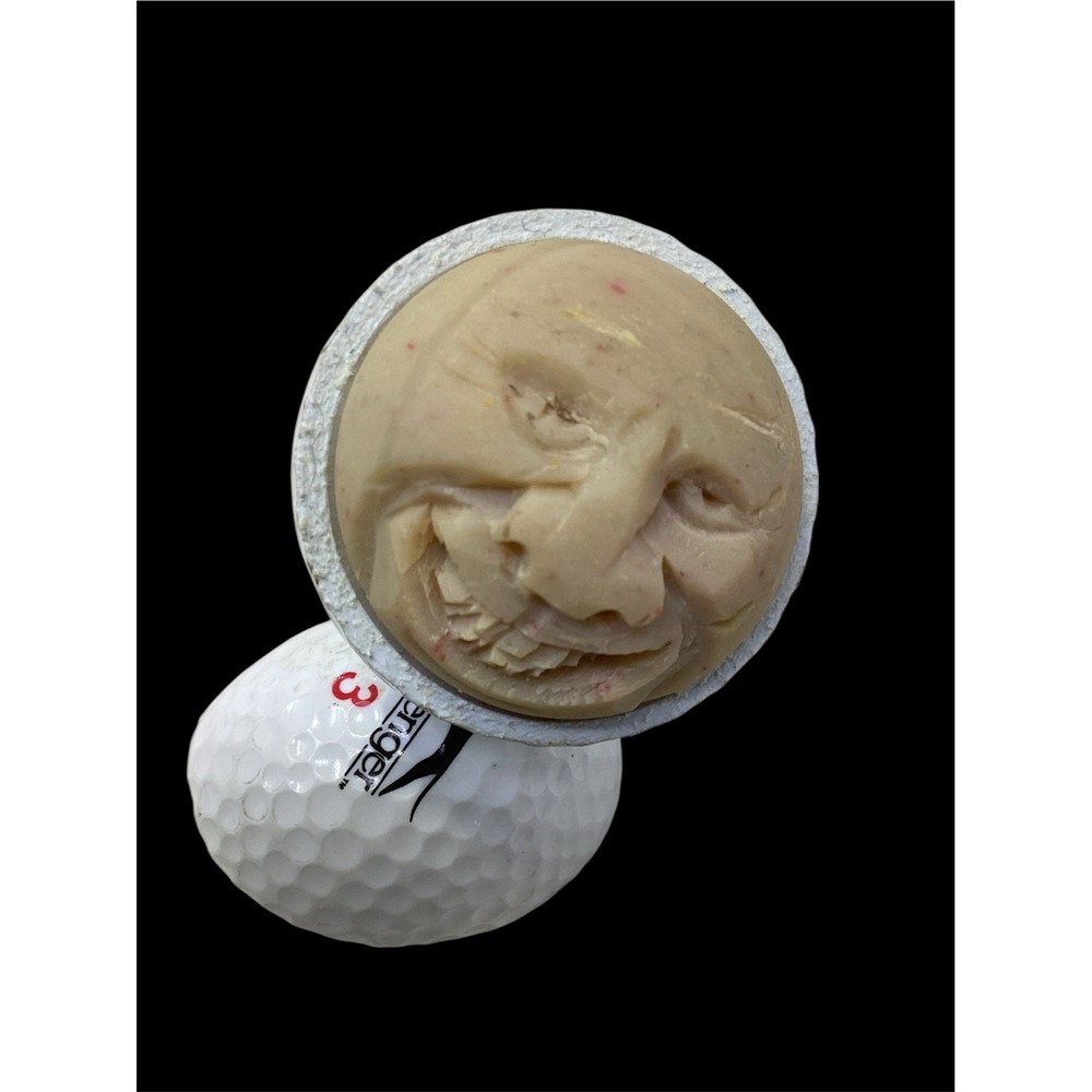 Carved Face Caricature Golf Ball Art Signed By Artist Novelty Gift